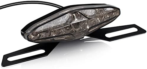 QUASCO Universal Motorcycle Tail Lights Smoked Led Brake Light, ATV Dirt Bike Taillight with License Plate Bracket Compatible with Honda Yamaha Kawasaki Suzuki Quad Chopper Turing Cruiser Off-Road
