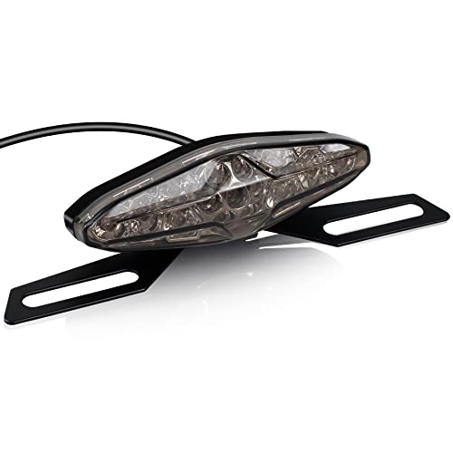 Quasco Universal Motorcycle Tail Lights Smoked Led Brake Light, Atv Dirt Bike Taillight With License Plate Bracket Compatible With Honda Yamaha Kawasaki Suzuki Quad Chopper Turing Cruiser Off-Road #TOP30