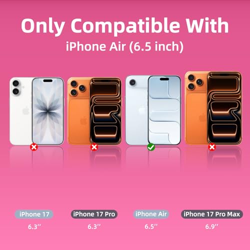 K TOMOTO Magnetic Case Compatible with iPhone 17 Air Translucent Matte Phone Case with Camera Lens Guard, Rugged Protective Cover 6.5-Inch, Hot Pink — view 2