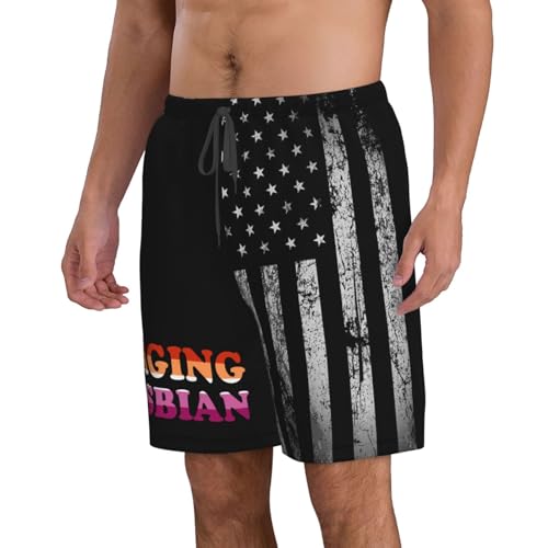 Raging Lesbian-Swim Shorts with Liner, Quick Dry Beach Shorts Funny Men'S Swimwear - XL Black3
