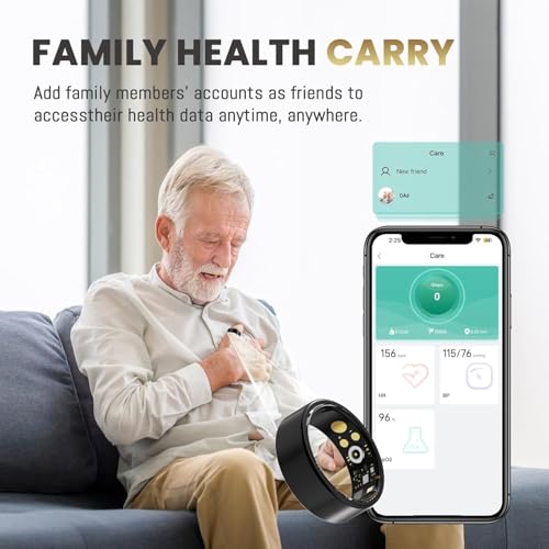 Image of Smart Ring for Women Men, Health Tracker with Heart Rate /Blood Oxygen /Blood Pressure /Sleep Monitoring /Step Counting, IP68 Waterproof Fitness Ring, No App Fees for iPhone & Android (Gold, 6#)