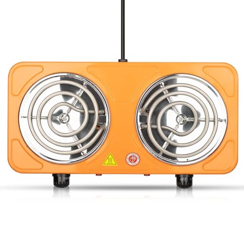 Plaques de cuisson électriques à double brûleur pour comptoir, 2 brûleurs, en acier inoxydable, 2 000 W, appareils électriques, brûleur spiralé – Image 4