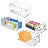mDesign Office/Desktop Storage and Organization Bin - Pack of 4, Deep, Clear