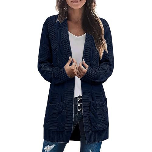Cardigan Sweaters for Women Cable Knit Oversized Cardigans Aesthetic Open Front Chunky Cardigan Sweaters with Pockets