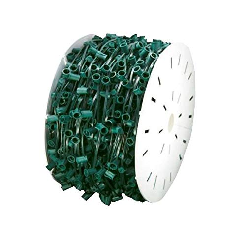 MIK Solutions 1000 Feet C9 Christmas Spool Green Wire with Socket Stringer Bulk Reel, 12  Spacing, Intermediate Base (C9 E17), SPT-1 (1000, 1000Ft)