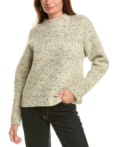 Image of Theory Women's Boxy Mock Neck Tweed Boucle Sweater