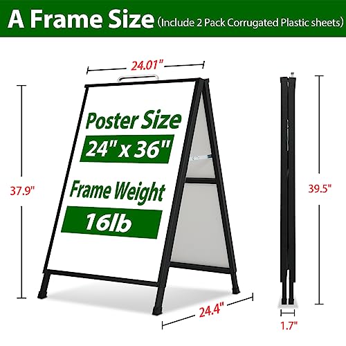 image for VAIIGO A Frame Sidewalk Sign 24 x 36 Inch Outdoor, Double-Sided Foldin