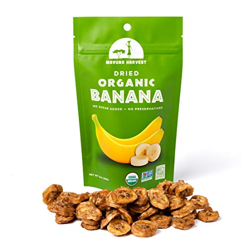 Mavuno Harvest Dried Banana Chips Fruit Snacks | Organic Dried | Healthy for Kids & Adults | Unsweetened Chips | Gluten Free | Vegan, Non GMO, Direct Trade | 2 Oz, Pack of 3