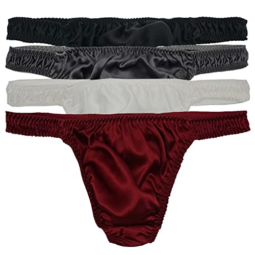 Mens Silk Satin Thong Cozy Shiny Satin T-back Briefs