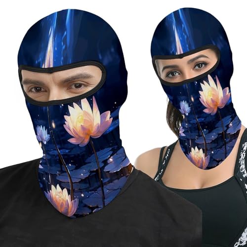 Pasamontaña para hombre y mujer con estampado de flores nocturnas, máscara completa para motocicleta, gorro calentador de cuello miniatura 1