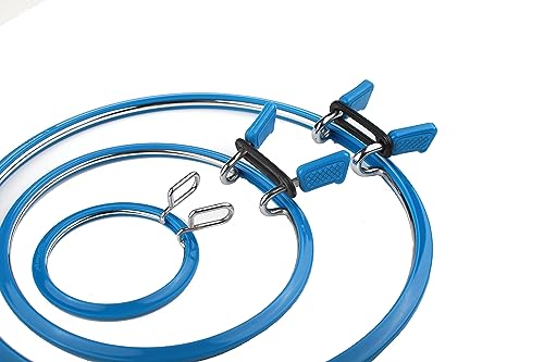 Image of Nurge Premium Quality, Metal Spring Tension Embroidery Hoops, Cross Stich Hoop, Darning Hoops, Embroidery Tension Shed (Blue, Siz Mix)