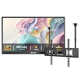 SYLVOX Outdoor TV, 55 Zoll Smart TV wasserdichte Outdoor Fernseher, 4K Fernseher für draußen, Unterstützung Google Assistant, Bildschirmspiegelung, 1000 nits Helligkeit Partial Sun (Deck Pro 2.0)
