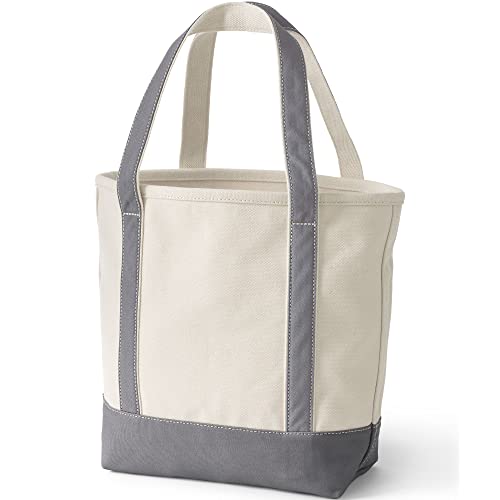 Image of Lands' End Natural Open Top Canvas Tote Natural /silver Graphite Medium Regular Handle