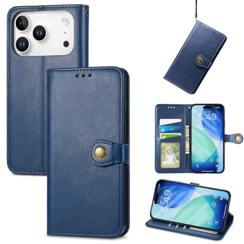 Étui iPhone 17 Air bleu antichoc avec fente portefeuille pratique