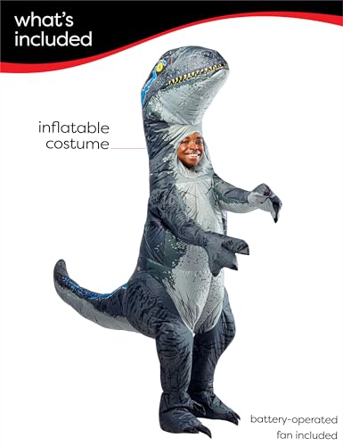 Disfraz inflable de Velociraptor azul para niños miniatura 3