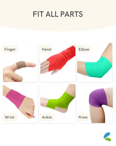 Image of FriCARE Self Adhesive Bandage Wrap, Medical Tape in First Aid Kit | Elastic Cohesive Bandages for Sports /Vet /Wrist Ankle Wounds, 2 Inches X 5 Yards, Latex-free 6 Rolls, Ocean Depth