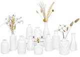 Matte White Glass Bud Vase Set of 12 – Small Minimalist Vases for Easy Home Styling, Perfect for...
