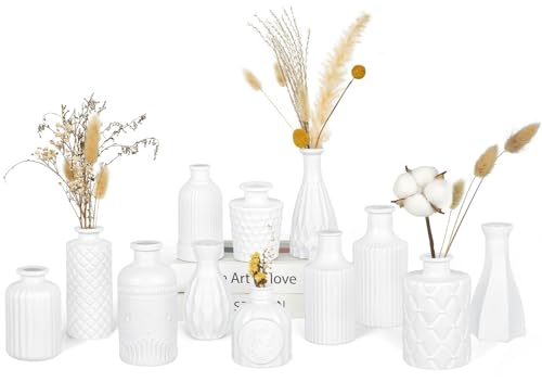 Matte White Glass Bud Vase Set of 12 – Small