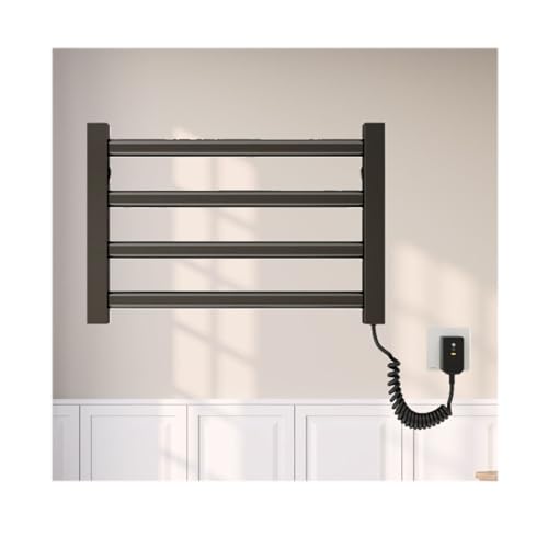 WQPMNYG Secador de Toallas para baño, toallero eléctrico enchufable, Accesorios de SPA para Toallas, toallero de Pared, Negro, Enchufe a la Derecha