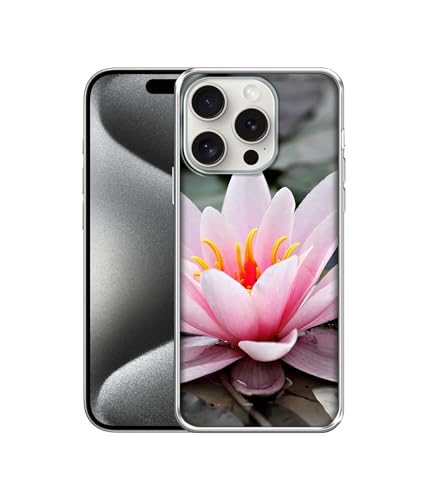 Image of Amazon Brand- Solimo Lotus Printed Silicon Soft TPU Back Case Cover Compatible for Apple iPhone 15 Pro