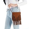 Chaks - Umhängetasche braun, Damen, Crossbody Boho Handtasche mit Fransen in Wildlederoptik für Festival, Karneval #1