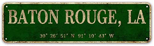 LINStore Baton Rouge, LA City Sign Rustic Vintage Metal Art Wall Decor Office/Home/Classroom 4' by 16'