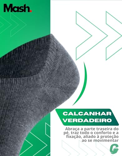 MASH Kit 3 Pares Meia Invisível Sapatilha Esportiva Faixa Tensora Active Unissex,1 Branca - 1 Cinza