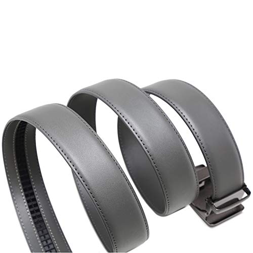 Image of Founders & C Men's Ratchet Belt 1 3 /8 inch,Leather Dress Belt Adjustable with Click Sliding Buckle Trim to Exact Fit (Click Belt W Gray Leather, 50 inch-60 inch Waist Adjustable)