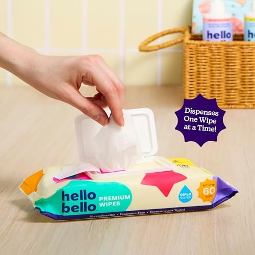 Hello Bello Premium Fragrance-Free Baby Wipes, with Chamomile & Aloe Extracts for Sensitive Skin - 12 Resealable Packs = 720 Total Wipes — view 3