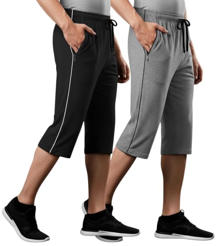 Image of FEEL TRACK Men's Regular Fit Three Fourth Capri (Pack of 2)