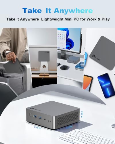 Image of Getorli Mini PC Ryzen 7 8745HS (8C /16T, up to 4.9GHz), 16GB DDR5 1TB PCIe 4.0 SSD Mini Desktop Computer, Radeon 780M Graphics, Support Quad Display 4K, Dual 2.5G LAN, USB4, WiFi 6, for Office /Gaming