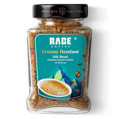 Rage Coffee Silk Blend Instant Coffee Powder | Creamy Hazelnut Silk Blend Flavoured Coffee 60 GMs | Premium, Bold & Smooth