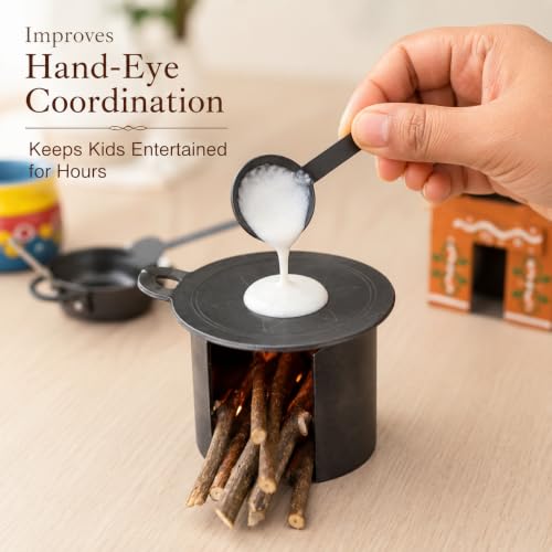 Image of Nakshathra Iron Miniature Kitchen Set for Kids, Tiny Cookware Toys for Real Cooking Set, Ideal for Creative Playing - Set of 12 (Black)