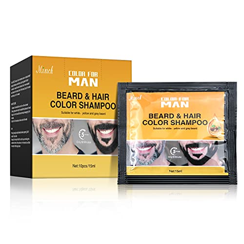 Black Beard Dye for Men Dyeing Black Mustache Darkening Beard Color Shampoo Sideburns Coloring Enhance Beard Instant Grooming Beard Color 10PCS (Black)
