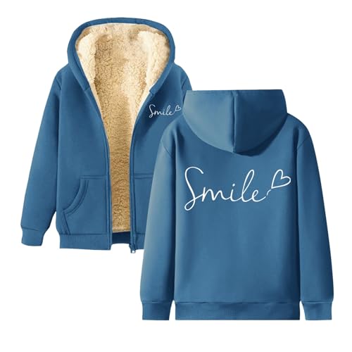 Unisex Boys Girls Fleece Jacket Hoodie Sherpa Lined Zip Up Hooded Sweatshirt Kids Winter Jackets