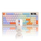 ZIYOU LANG T96 Wireless Gaming Keyboard and Mouse Combo,Dual Bluetooth/2.4G RGB Backlit Mechanical Feeling Keyboard with Smart Display & Knob,4000 DPI Gaming Mouse for PC Laptop Mac Wins-Blueberry
