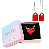 Matching Brick Necklace for Couples, Handmade Heart Necklaces (Set of 2), Creative Bricks Friendship Necklace Pendant, Cute Heart Shaped Pendant 2 Piece, Sweet Gift for 2 Best Friends/Lovers (Red)