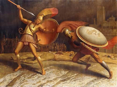 Peinture sur toile Hector et Achille de Sascha Schneider décor moderne 60x90cm