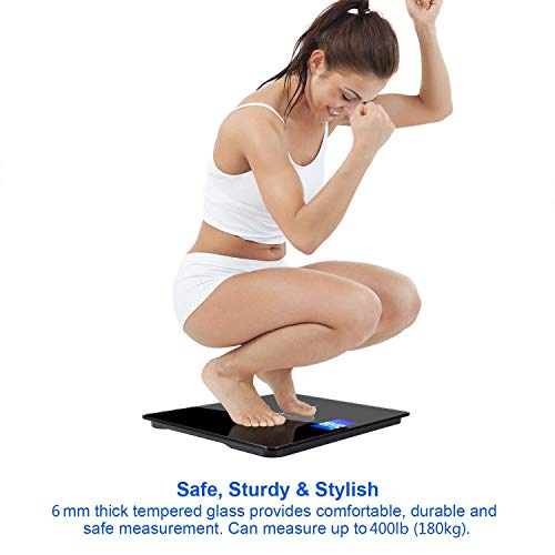 Nutri Fit Extra-Wide/Ultra-Thick Digital Body Weight Bathroom Scale With 3 Inch Large Easy Read Backlit Lcd Display Max Capacity 400Lb Step-On Technology, Black #TOP5