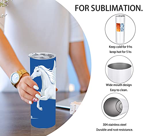 Tswofia 8 Pack Straight Sublimation Tumblers Set 20 Oz Skinny, Stainless Steel Skinny Sublimation Tumbler Blank With Shrink Wrap Film Lid Straw Set,Individually Boxed, Not Tapered #TOP1