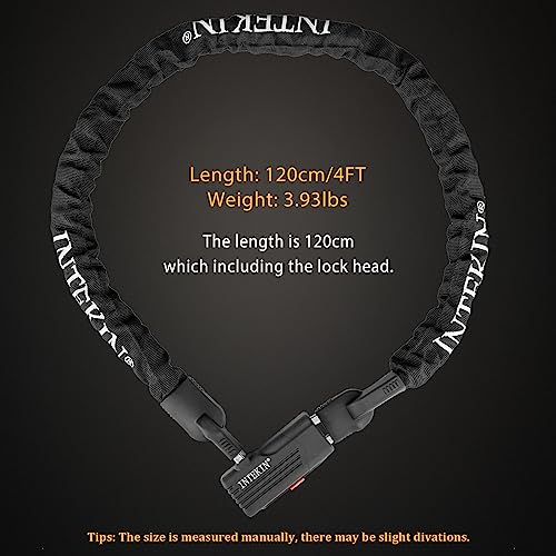 Intekin Bike Chain Lock 4Ft Heavy Duty Bike Lock Anti-Theft Bicycle Chain Lock 8Mm 0.32Inch Thicker Bicycle Lock Chain Bike Lock With 3 Keys For Bike, Motorcycle, Fence, Gate And More, Black #TOP4