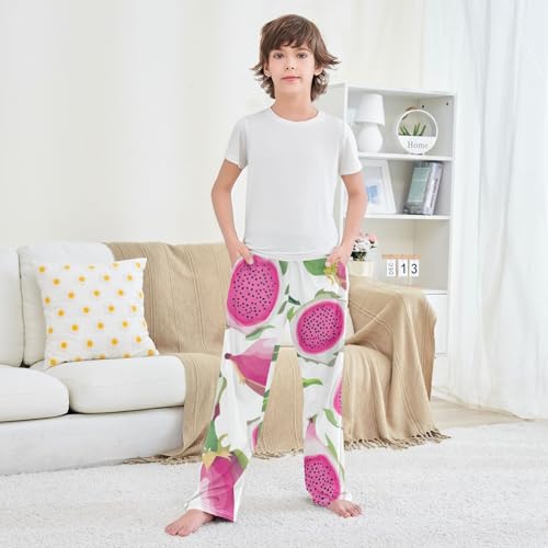 Pitaya Fruit Boys Long Pants Soft Trousers Elastic Waist Kids Lounge Bottoms with Pockets S-XL 6