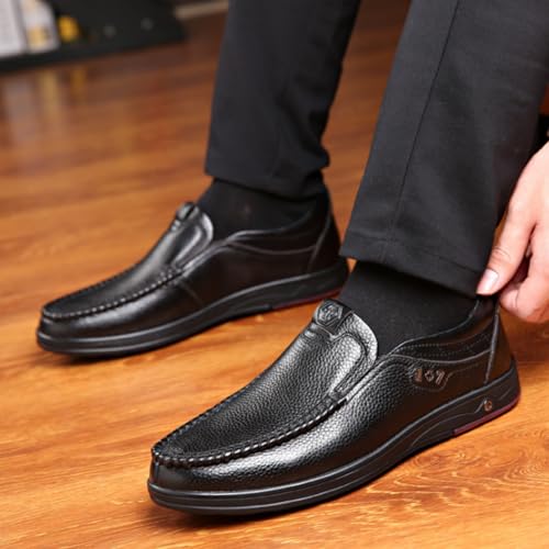 Men’s Premium Leather Business Slip-Ons - Full-Grain Cowhide Upper, Ultra-Thin Driving Sole, TPU Midfoot Shank, Elastic Collar - for Office, Commuting & Executive Driving4