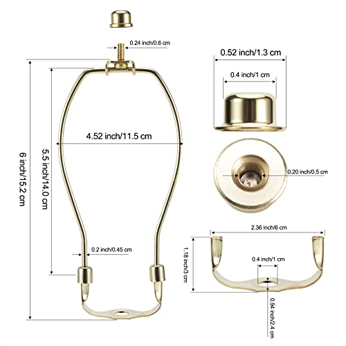 6 Inch Brass Lamp Harp Holder Kit Replacement With Finial And Detachable Light Duty Saddle Base, Saangseon Pack 2 Harps For Lamps Diy Lighting Accessories Horn Frame Lampshade Bracket #TOP7