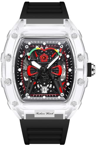 MASTOP Wine Barrel Watches Skeleton Shaped Dial Clear