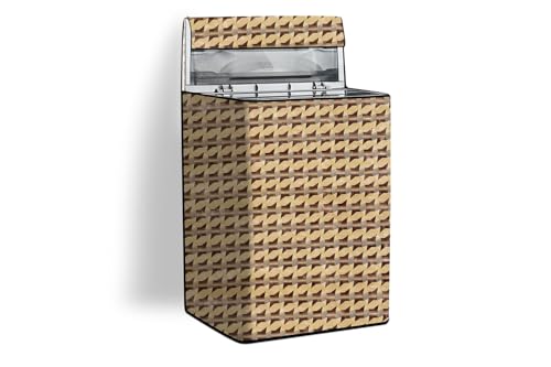 Image of Stylista PVC Washing Machine Cover Compatible for Godrej 6.5 Kg Fully-Automatic Top Loading WTEON ADR 65 5.0 FDTH ROGR, Symmetric Pattern Beige