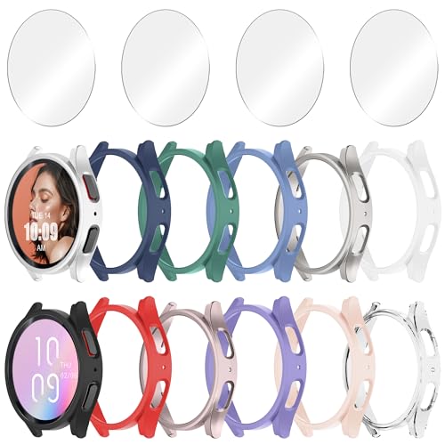 Bougraite 12+4 Pack Case for Samsung Galaxy Watch 6 40mm with Tempered Glass Screen Protector, Waterproof Hard PC Scratch Resistant Protective Cover Compatible with Galaxy Watch 6 40mm