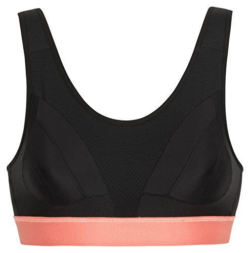 Landora Damen Sport BH für stabilen Halt mit nahtlosen/bügelfreien Innen-Cups, schwarz/Koralle in 80B