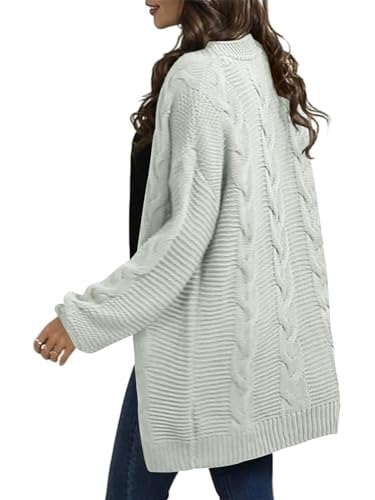Image of Womens Oversized Chunky Open Front Cardigan Sweaters Cable Knit Long Sleeve Cardigans Outwear Coats
