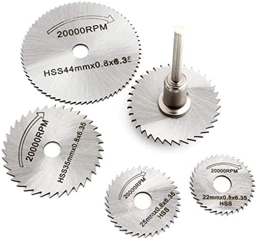 ZXF 5 Pcs HSS Rotary Drill Saw Blades, Steel Saw Disc Wheel Cutting Blades with 1/4 Inches Shank Mandrel